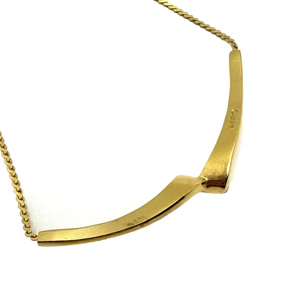 Vintage CROWN TRIFARI Gold Tone Rhinestone Choker Necklace 1970s 15